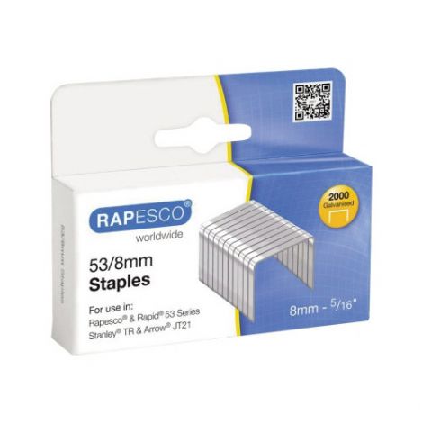 Zszywki do tackera Rapesco 53/8mm, 2000 sztuk